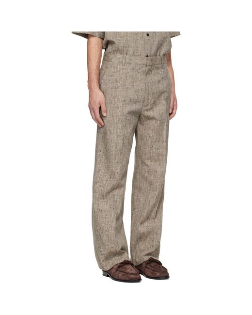 Bottega Veneta Natural Taupe Fleck Viscose Trousers for men