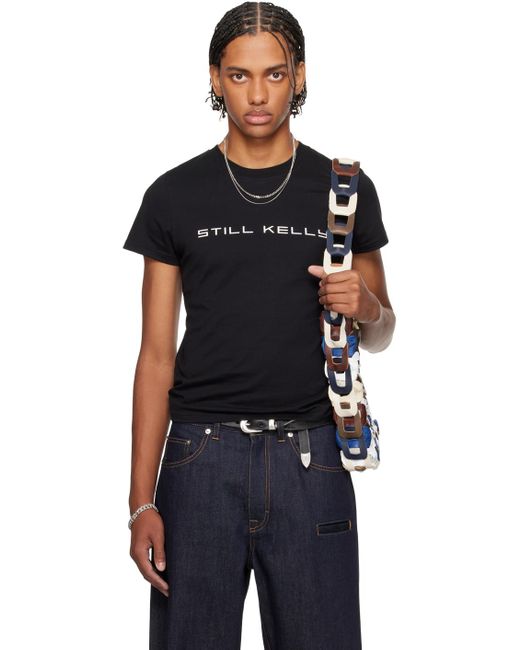 メンズ Still Kelly ブラック タイニーフィット ロゴ Tシャツ Black