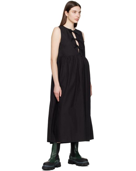 Ganni Black Self-tie Midi Dress