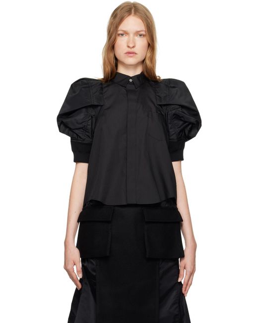 Sacai パフスリーブ シャツ ブラック | Lyst 