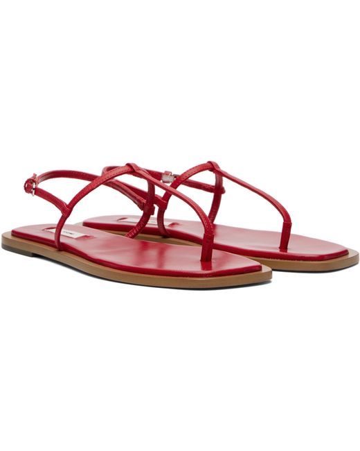 Totême  Red T-Strap Nappa Sandals