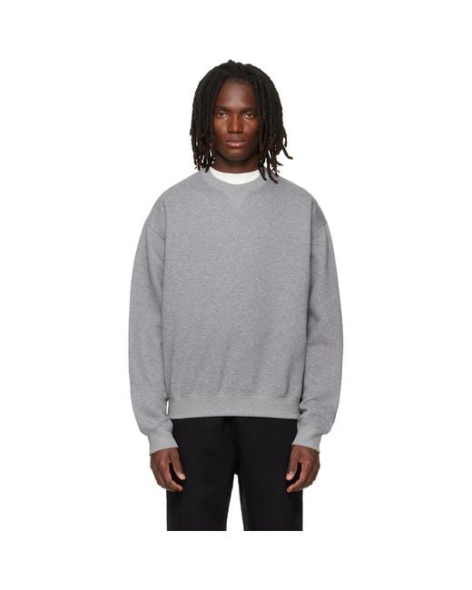 Jil Sander Gray Cotton Crew-Neck Sweatshirt for men