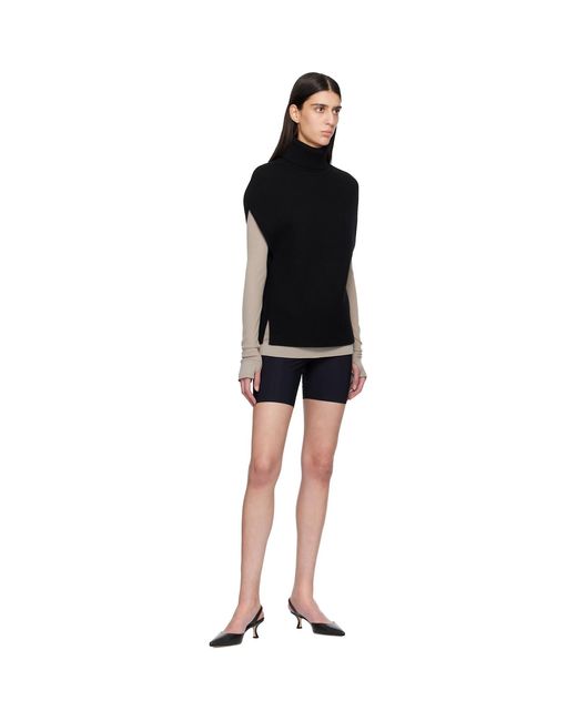 Totême  Black Double-Knit Cape Turtleneck