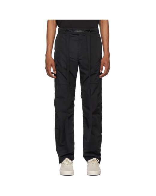 Navy Nylon Snap Cargo Pants 