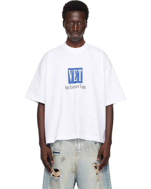 Vetements 'Vet' Cropped Boxy T-Shirt in White for Men | Lyst