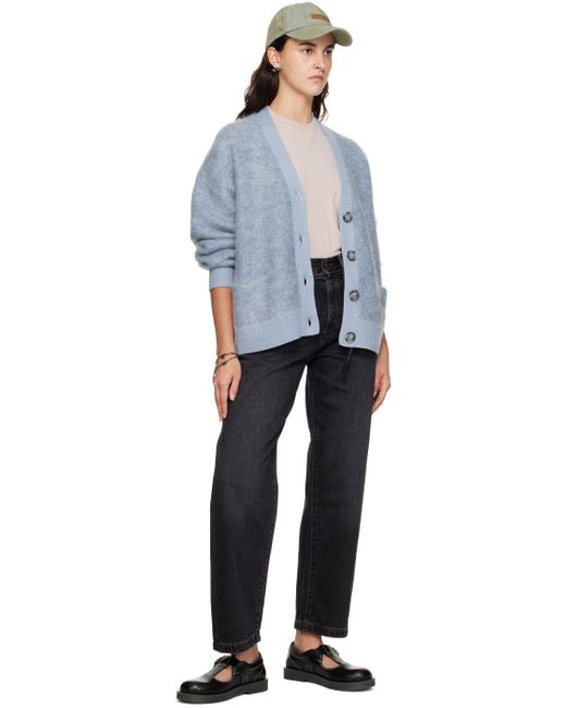 Acne Studios Blue Fluffy Cardigan in Gray Lyst