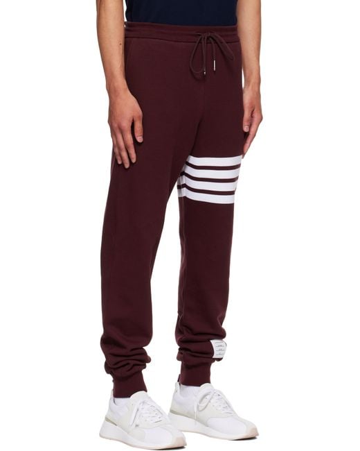 Thom Browne Red Burgundy Classic Loopback 4-Bar Sweatpants for men