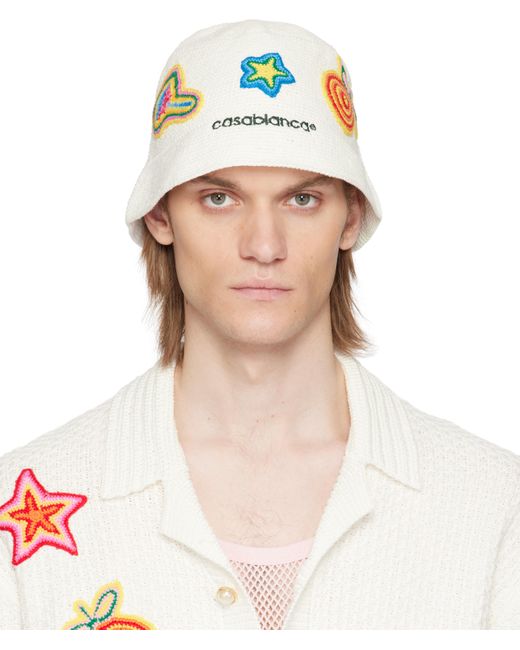 メンズ Casablanca ホワイト クロシェ バケットハット White