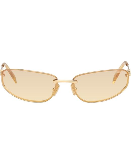 Miu Miu Natural Rimless Metal Oval Sunglasses