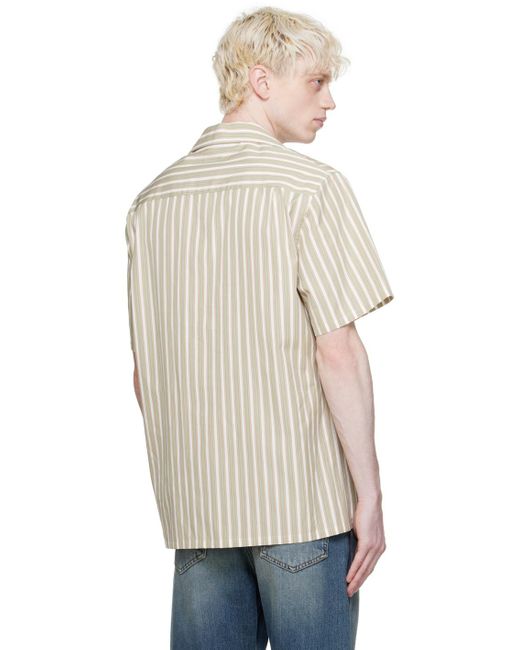 Lanvin Natural Green Striped Shirt for men