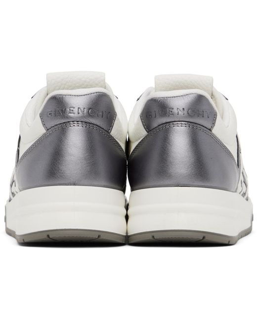 Baskets gris acier et blanc en cuir plaqué à appliqués à logo Givenchy en coloris Black