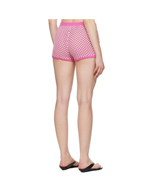Versace Pink Crochet Knit Shorts