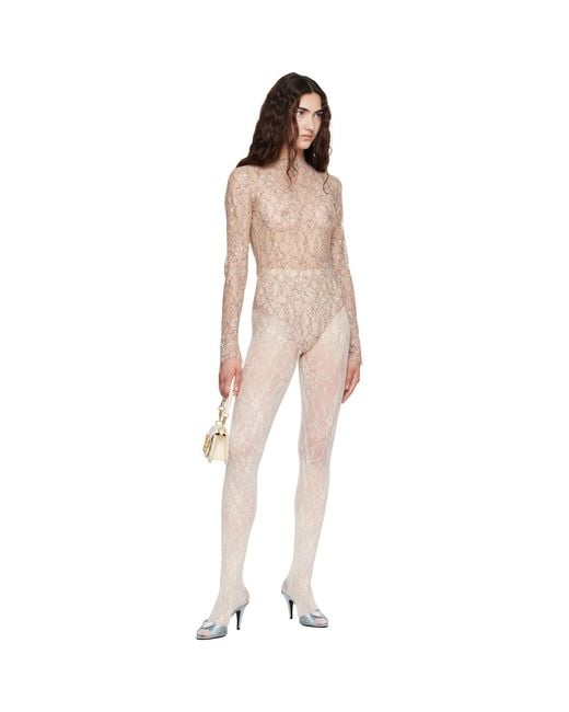 Valentino Brown Floral Lace Bodysuit