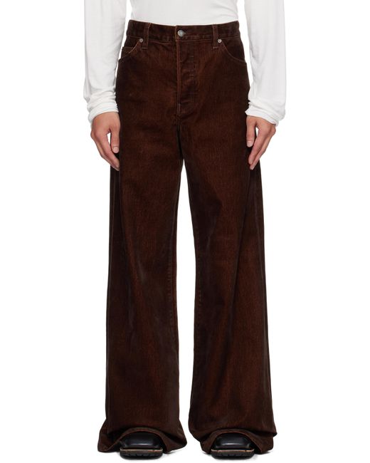 メンズ Cout de la Liberte ブラウン Victor スエード ツイル ワイドパンツ Brown