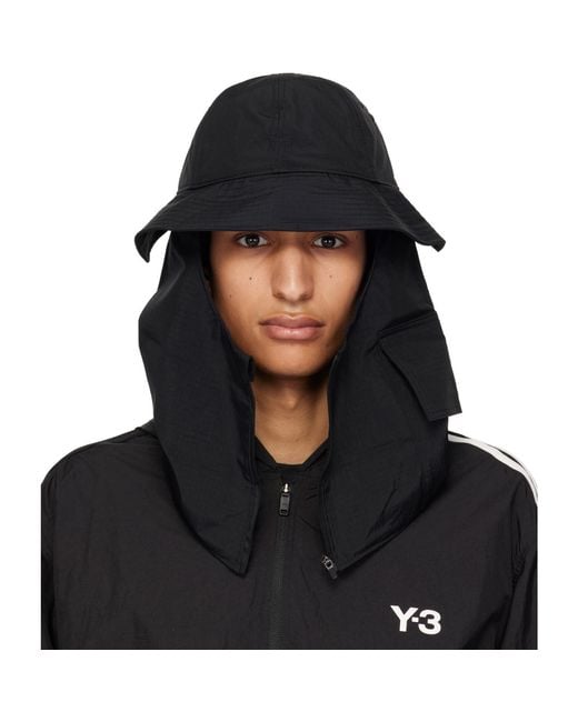 Y-3 Black Util Bucket Hat for men