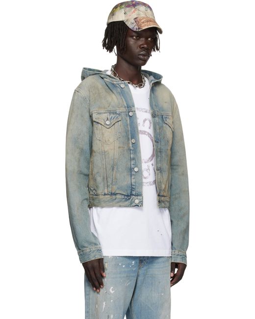 メンズ Acne ブルー フード付き デニムジャケット Multicolor