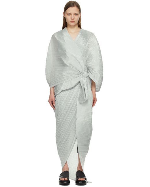 Pleats Please Issey Miyake Gray Madame-t Stole Scarf