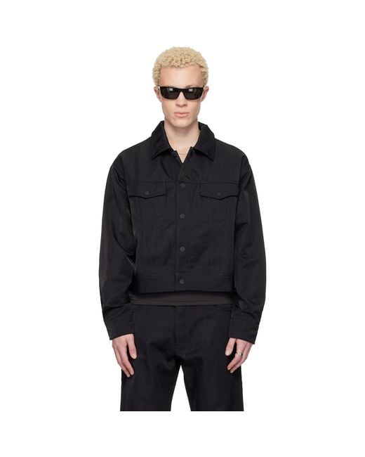 Fear Of God Black Textured Nylon Trucker Jacket for men