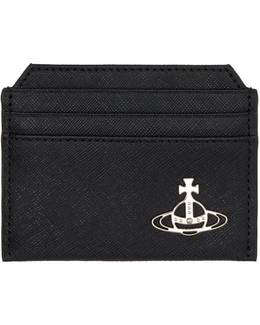 Vivienne Westwood Black Slim Orb Card Holder for men