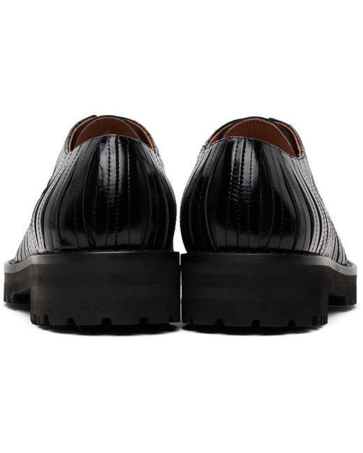 Marni Black Leather Strip Derbys for men