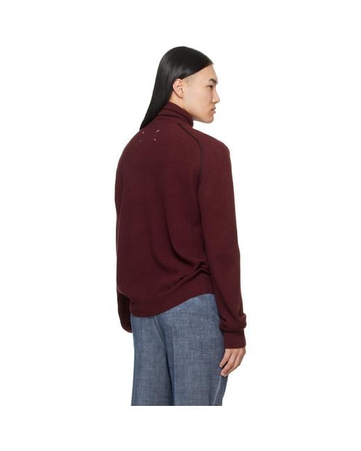 Maison Margiela Red Burgundy Virgin Wool Turtleneck for men