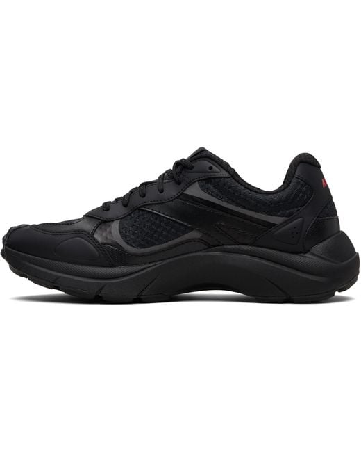 HUGO Black Jacquard Jersey Faux-Leather Sneakers for men