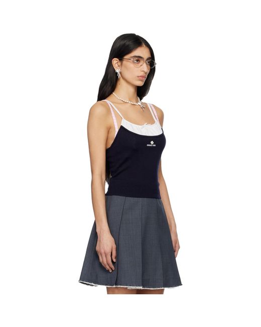 ShuShu/Tong Black Patchwork Knit Sling Camisole