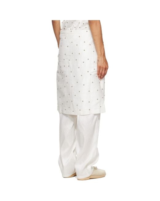 RESCHA White Ssense Exclusive Agarra Embroidered Midi Skirt