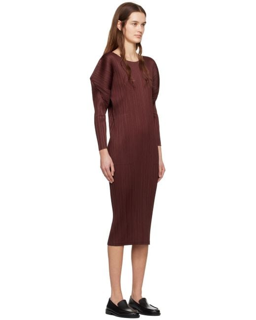 Pleats Please Issey Miyake Red Burgundy Monthly Colors February Maxi Dress