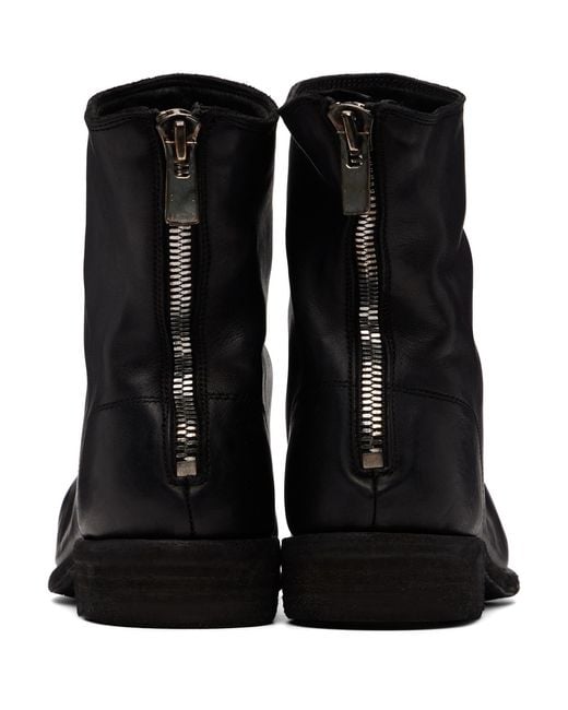 Guidi Black 986 Leather Back Zip Ankle Boots for men