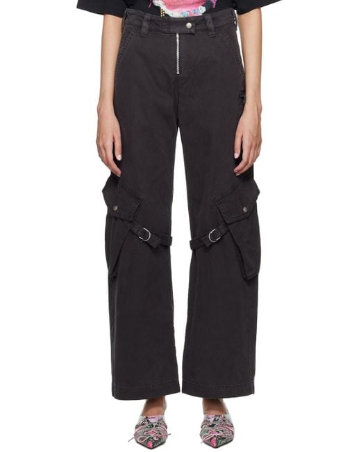 Acne Black Cargo Pocket Trousers