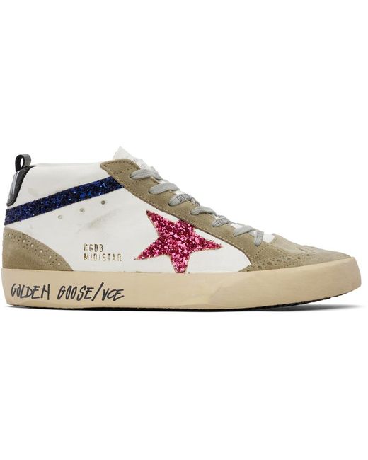 Golden Goose Deluxe Brand Black Taupe & White Mid Star Sneakers
