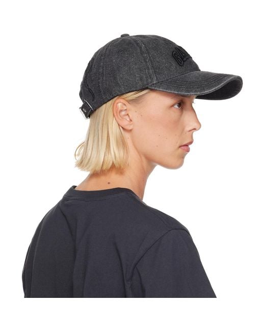 Ganni Blue Embroidered Denim Cap