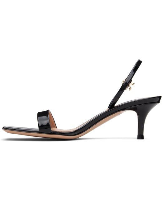 Gianvito Rossi Black Ribbon Kitten Heeled Sandals