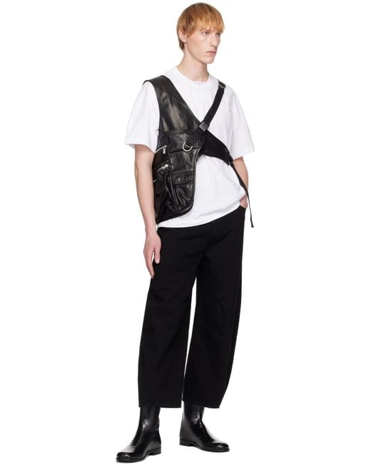 メンズ Helmut Lang ブラック Utility Bag レザー ベスト Black