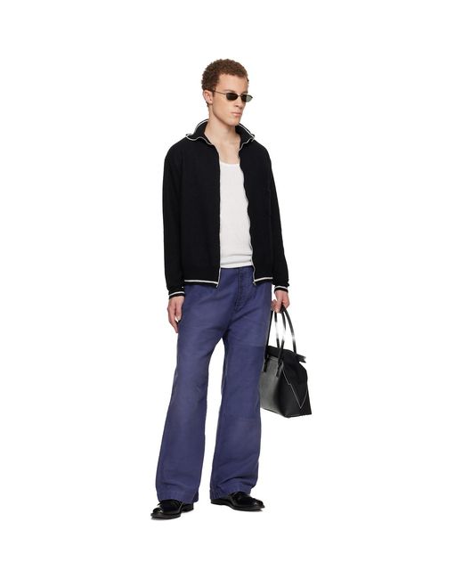 Maison Margiela Blue Workers Moleskin Trousers for men