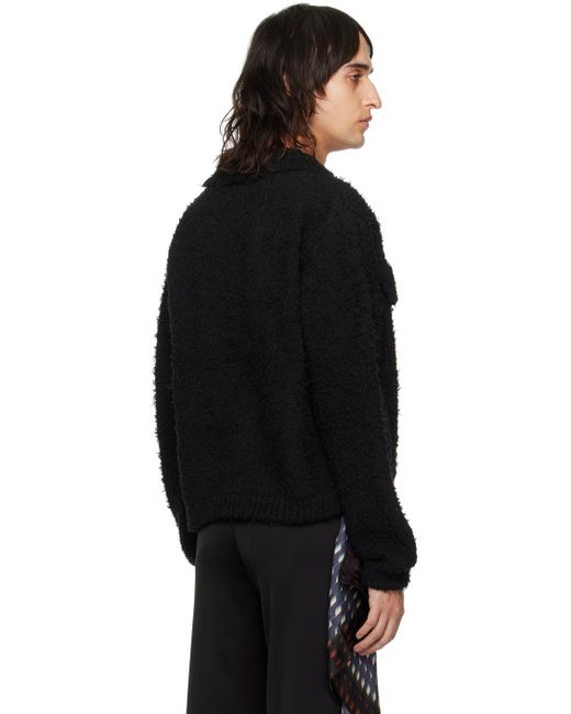 Cardigan noir en tricot à poils longs Dries Van Noten pour homme en coloris Black