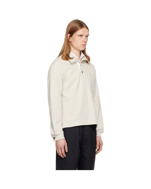 Tom Ford Black Cotton Silk Cashmere Half Button Sweatshirt for men