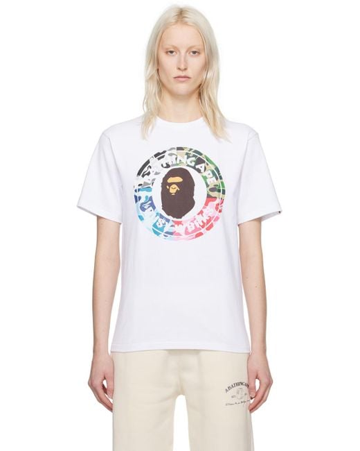 A Bathing Ape White Abc Camo Crazy Busy Works T-shirt