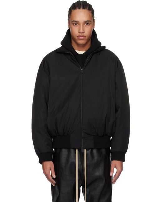 Fear Of God Black Nylon Wool Bomber Jacket for men