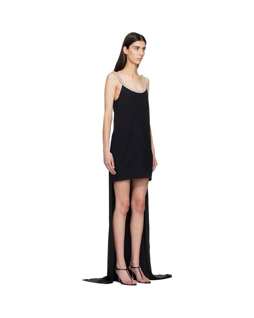 Tom Ford Black Crystal Embroidery Sleeveless Asymmetric Cocktail Maxi Dress