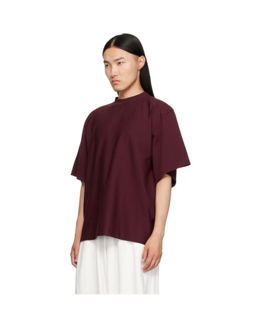 Hed Mayner Purple Burgundy Embroidered T-Shirt for men
