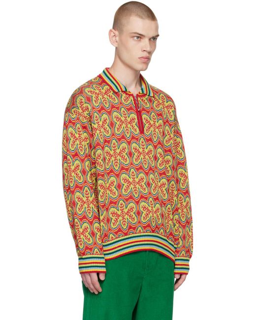 Bode Green Red Dream State Sweater for men