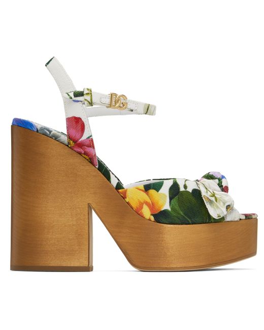 Dolce & Gabbana マルチカラー ジャカード プラットフォーム ヒールサンダル Green