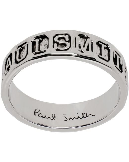 Paul Smith Metallic Silver Stamp Ring for men