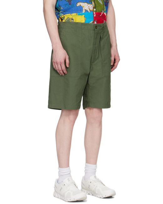 Engineered Garments Green Khaki Fatigue Shorts for men