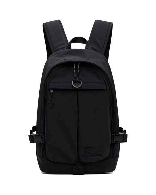HUGO Black Logo Patch Backpack for men