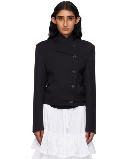 OPEN YY Black Wool Double-Breasted Blazer