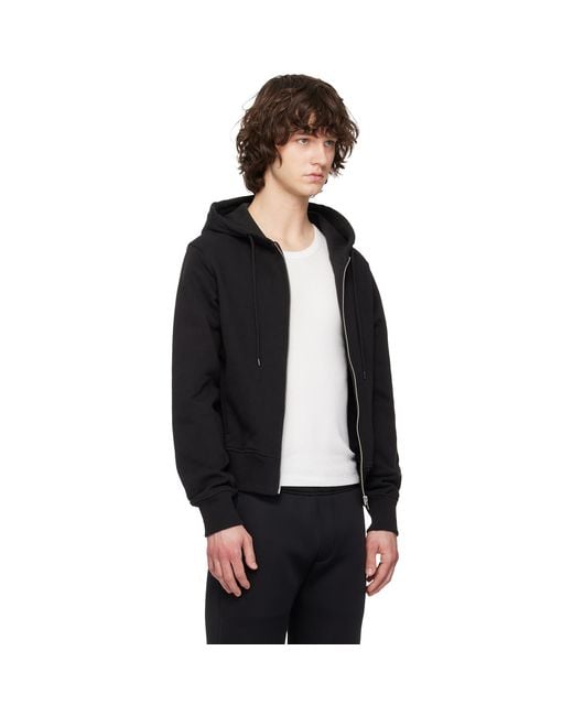 Entire studios Black Slim Zip Up Hoodie for men