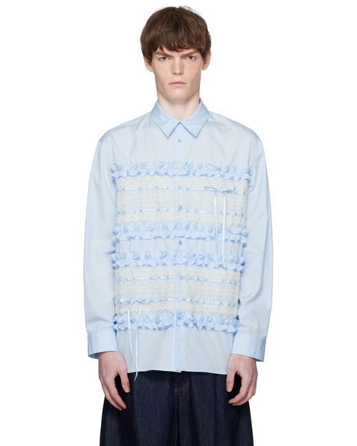 Simone Rocha Blue Lace Ribbon Trim Easy Shirt for men